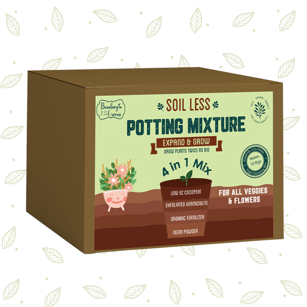 Bombay Greens 4 in 1 Soil less Potting Mix with Cocopeat, Vermiculite, Neem Powder & Fertilizer