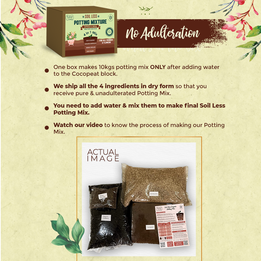 Bombay Greens 4 in 1 Soil less Potting Mix with Cocopeat, Vermiculite, Neem Powder & Fertilizer