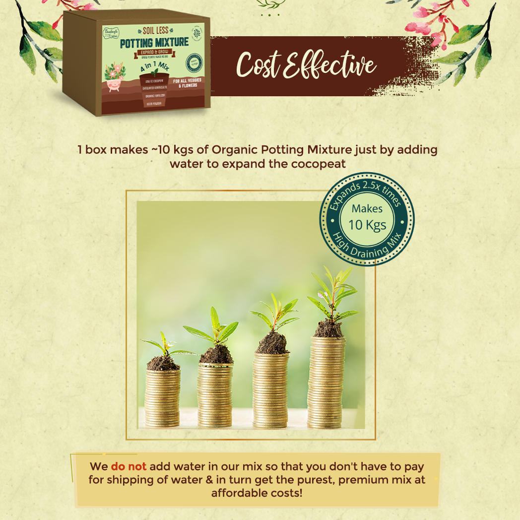 Bombay Greens 4 in 1 Soil less Potting Mix with Cocopeat, Vermiculite, Neem Powder & Fertilizer