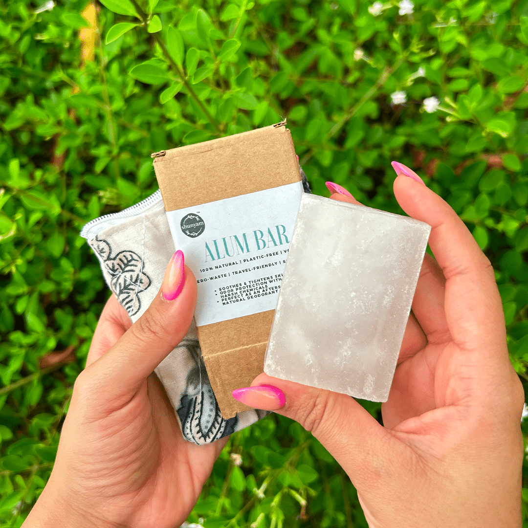 Sustainable Grooming Combo | Bamboo Razor + Natural Shaving Bar + Alum Aftershave Bar + Upcycled Cotton Pouch - Suspire