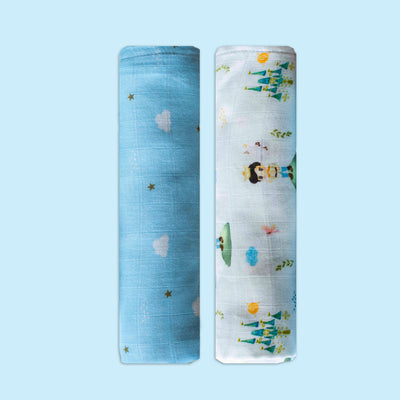 Tiny snooze organic muslin swaddles (set of 2)- the little prince