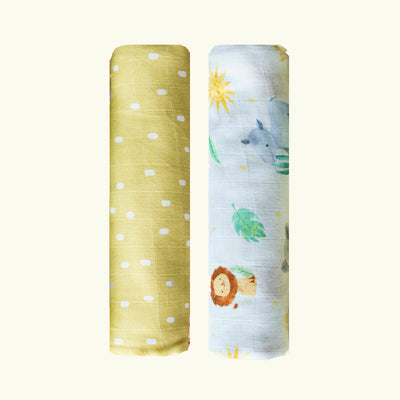 Tiny snooze organic muslin swaddles (set of 2)- into the wild