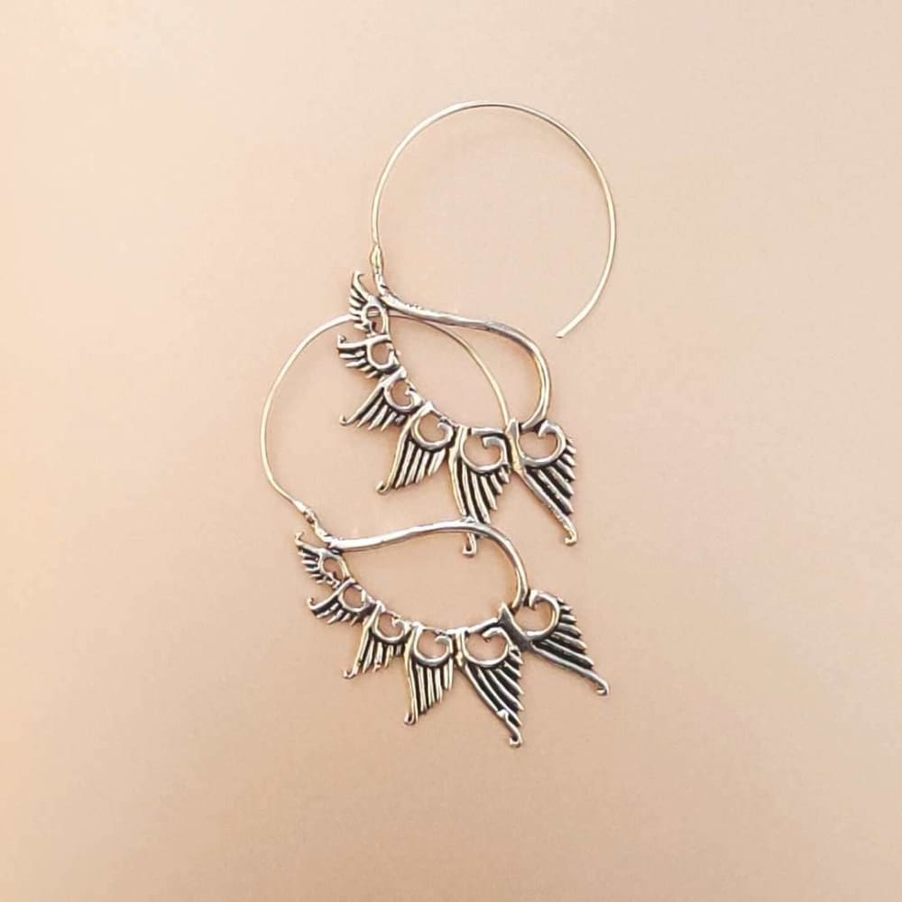 ONEarth Swan - Silver Plated Brass Metal Earrings