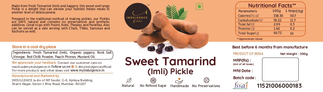 INDULGENCE Sweet Tamarind (imli) Pickle - 200 Gms
