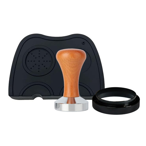 The Bean Co Raosters Home Barista Kit – Includes 58mm Coffee Tamper with Wooden Handle, 58mm Dosing Ring & Silicone Tamper Mat (21×15 cm) – Espresso Accessories for Home & Professional Use