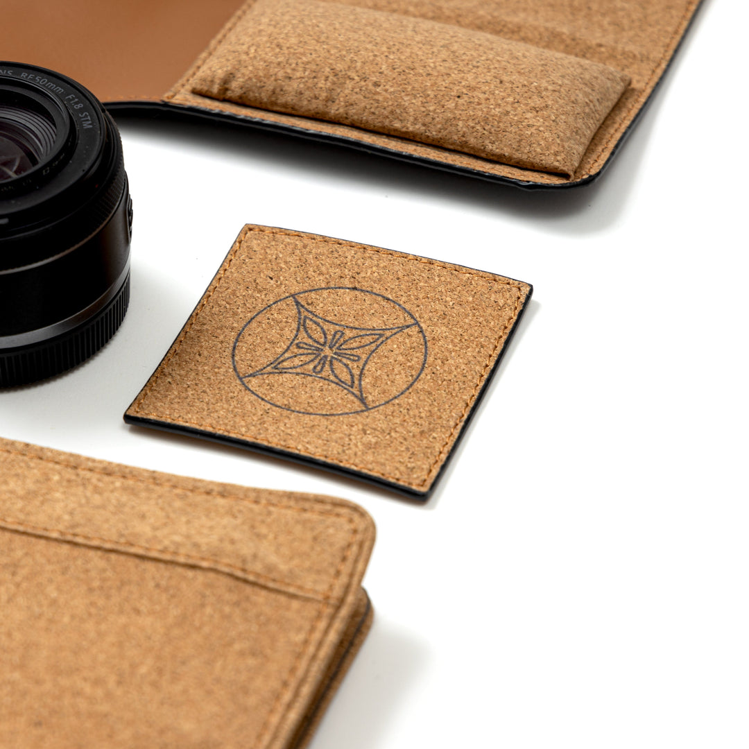 Cork coaster with geometric motif from the Tan Office Desk Set by Green Hermitage