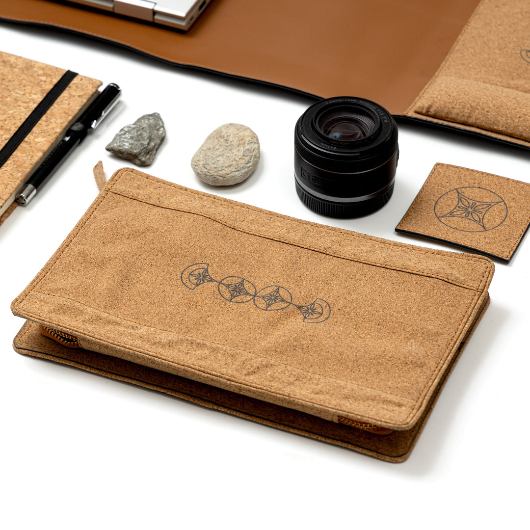 Cork tech organiser pouch from the Tan Office Desk Set by Green Hermitage