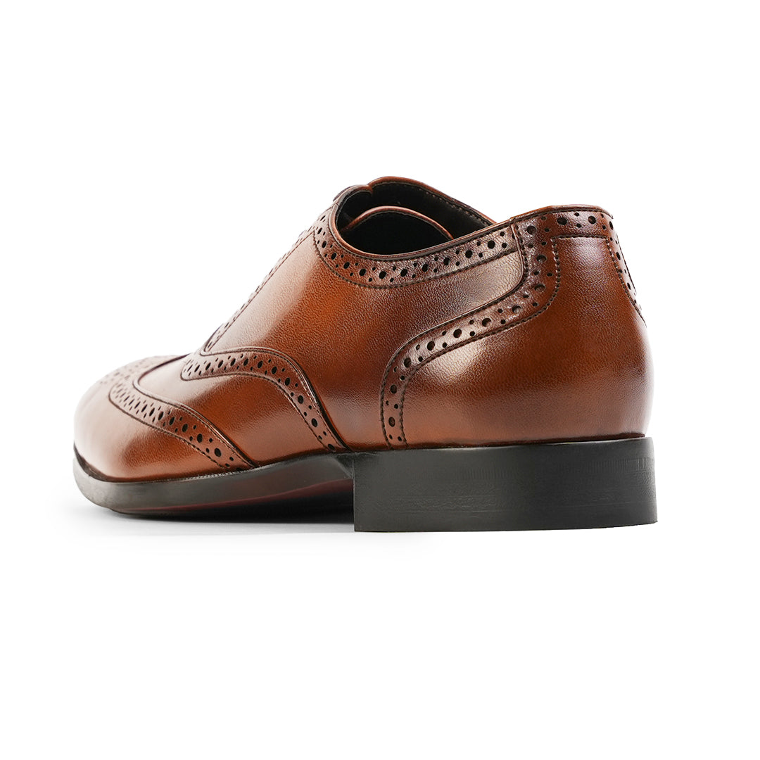 Monkstory Wingtip Oxford Lace-Up Brogues - Rich Tan