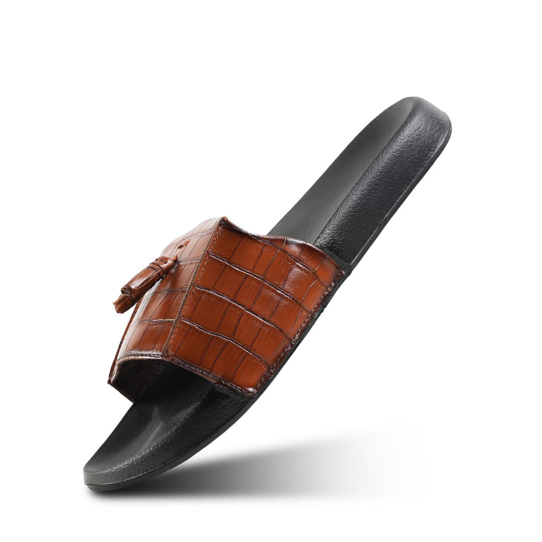 Monkstory Old Money Tassel Sliders - Tan