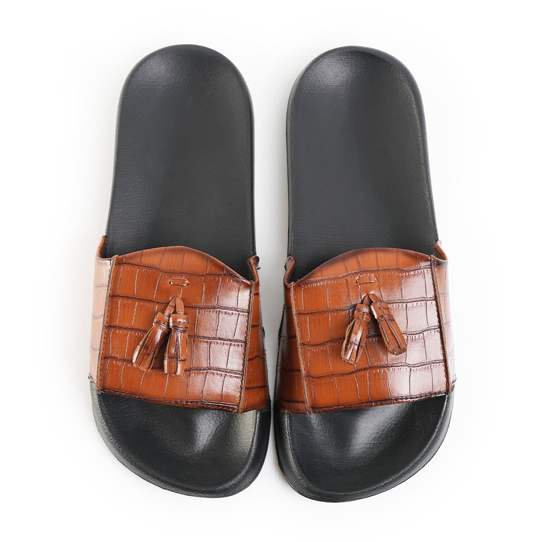 Monkstory Old Money Tassel Sliders - Tan