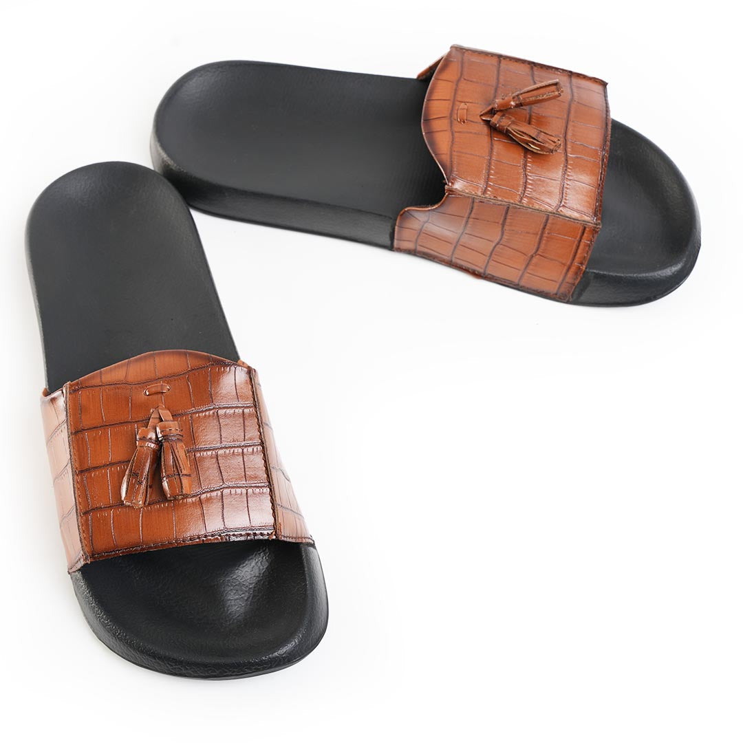 Monkstory Old Money Tassel Sliders - Tan