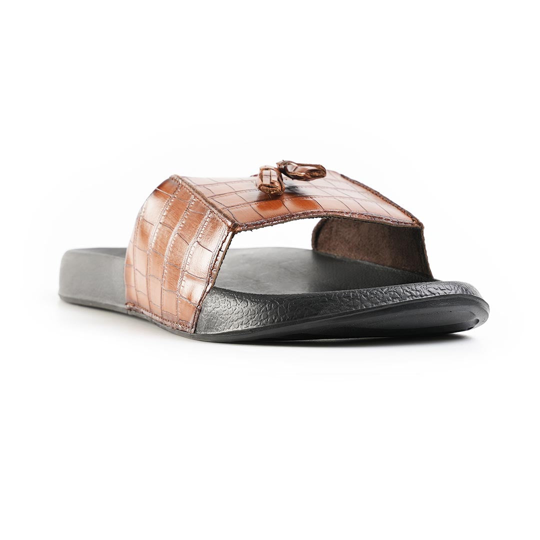 Monkstory Old Money Tassel Sliders - Tan