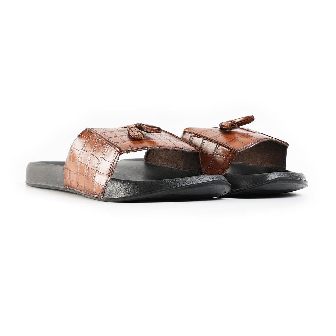 Monkstory Old Money Tassel Sliders - Tan