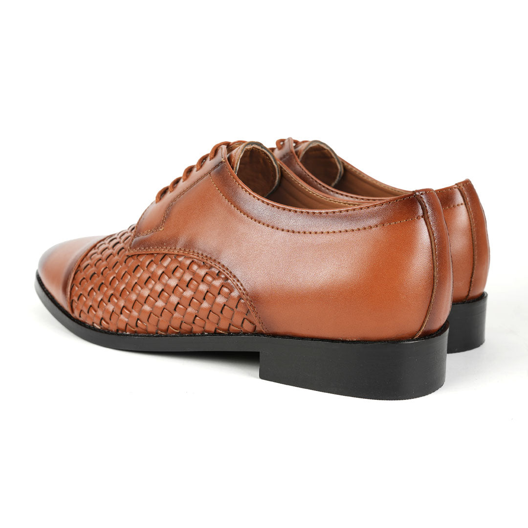 Monkstory Braided Captoe Lace-up Shoes - Tan Burnish
