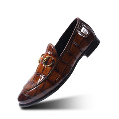 Monkstory Horsebit Smart Croc-Effect Slip-Ons – Burnish Tan