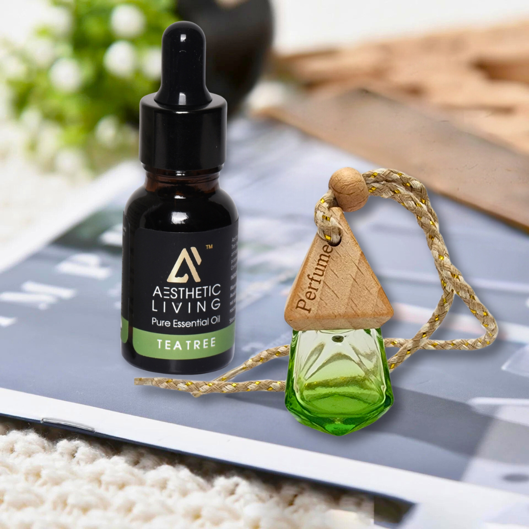 Aesthetic Living Car Aromatizer Diffuser Bottle with Essential Oil (Crystal colored transparent combo- 8ml + Essential Oil -15 ml)