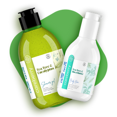 Careberry Tea Tree Oil Shower Gel & Body Lotion Combo For Extra Dry Skin | Ayurvedic, Sulphate & Paraben Free | For Men & Women | 300ml Shower Gel & 200ml Body Lotion