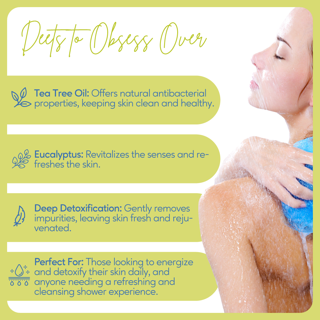 Careberry Tea Tree & Eucalyptus Oil Shower Gel, For Daily Detox, Ayush Certified Ayurvedic, Sulphate & Paraben Free
