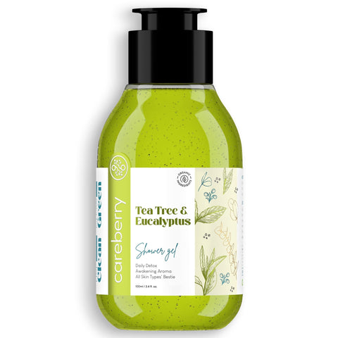 Careberry Tea Tree & Eucalyptus Oil Shower Gel, For Daily Detox, Ayush Certified Ayurvedic, Sulphate & Paraben Free