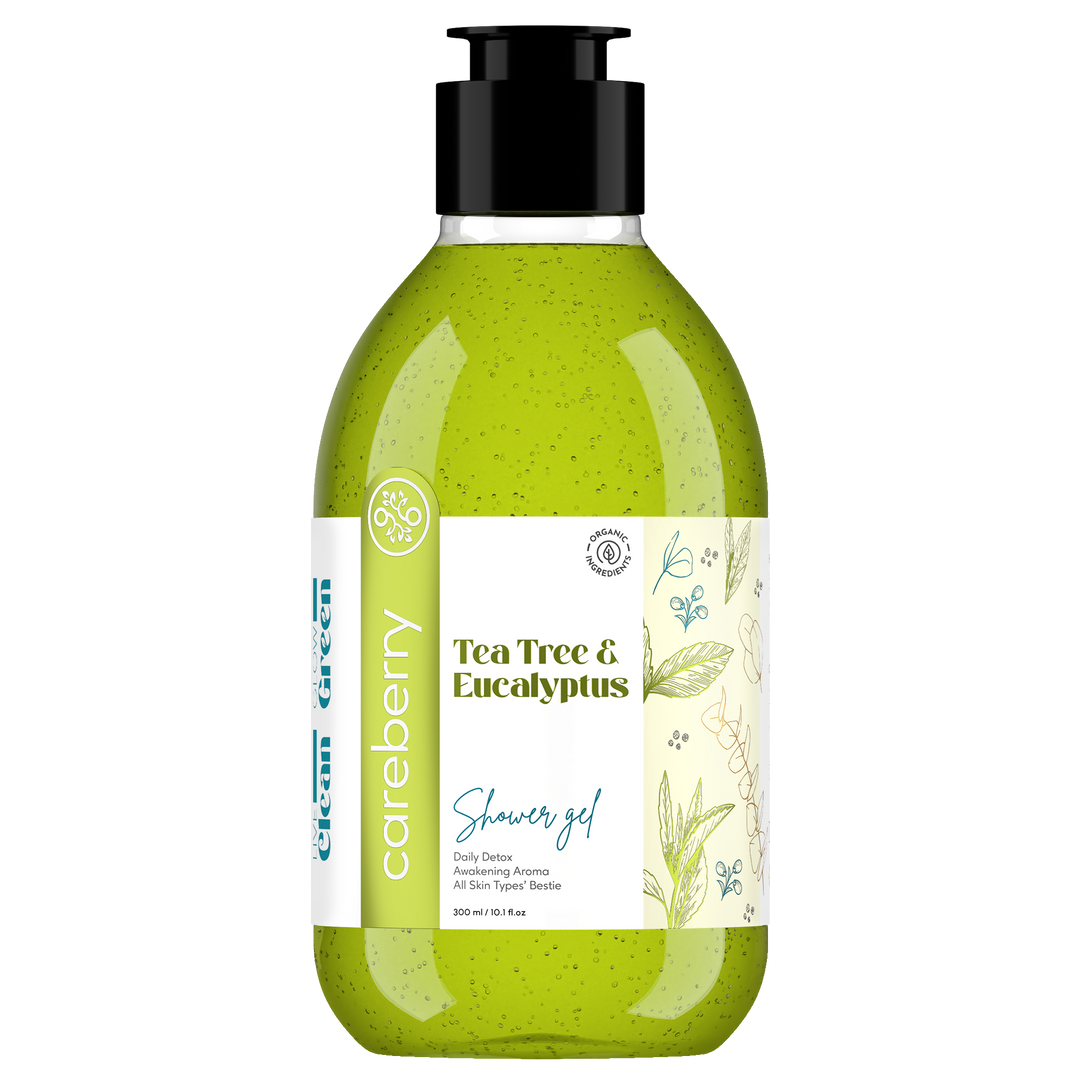 Careberry Tea Tree & Eucalyptus Oil Shower Gel, For Daily Detox, Ayush Certified Ayurvedic, Sulphate & Paraben Free