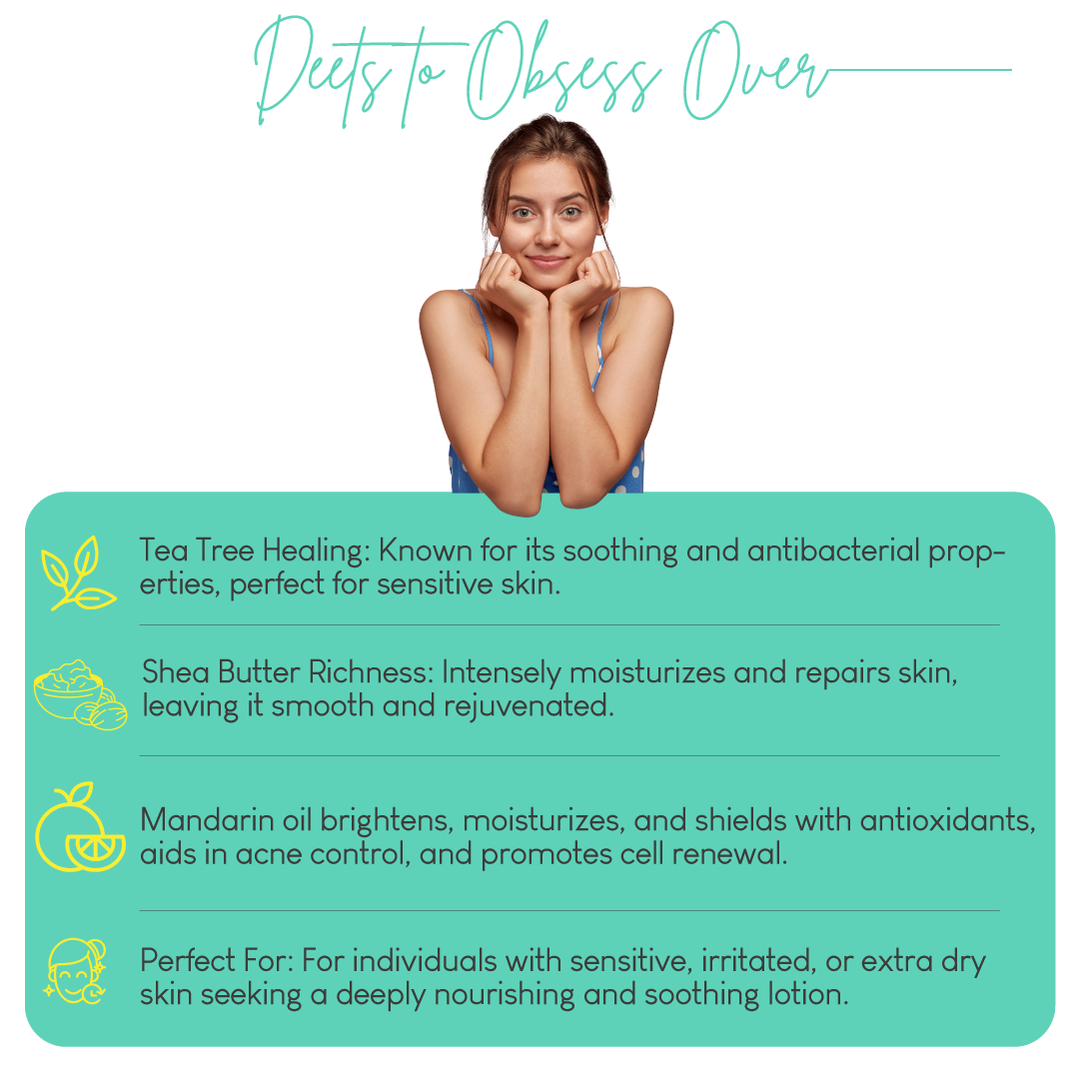 Careberry Tea Tree Oil & Shea Butter Nourishing Body Lotion| For Extra Dry Skin, 200ml