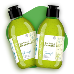 Careberry Tea Tree & Eucalyptus Daily Detox Shower Gel 300ml (Pack of 2) - Awakening Aroma, Organic Ingredients, Sulphate & Paraben Free, Suitable for All Skin Types