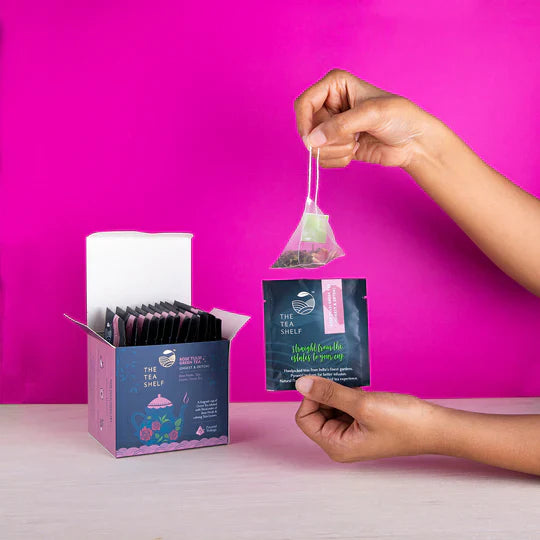 Rose Tulsi Green Tea Bags- 15 Pyramid Teabag