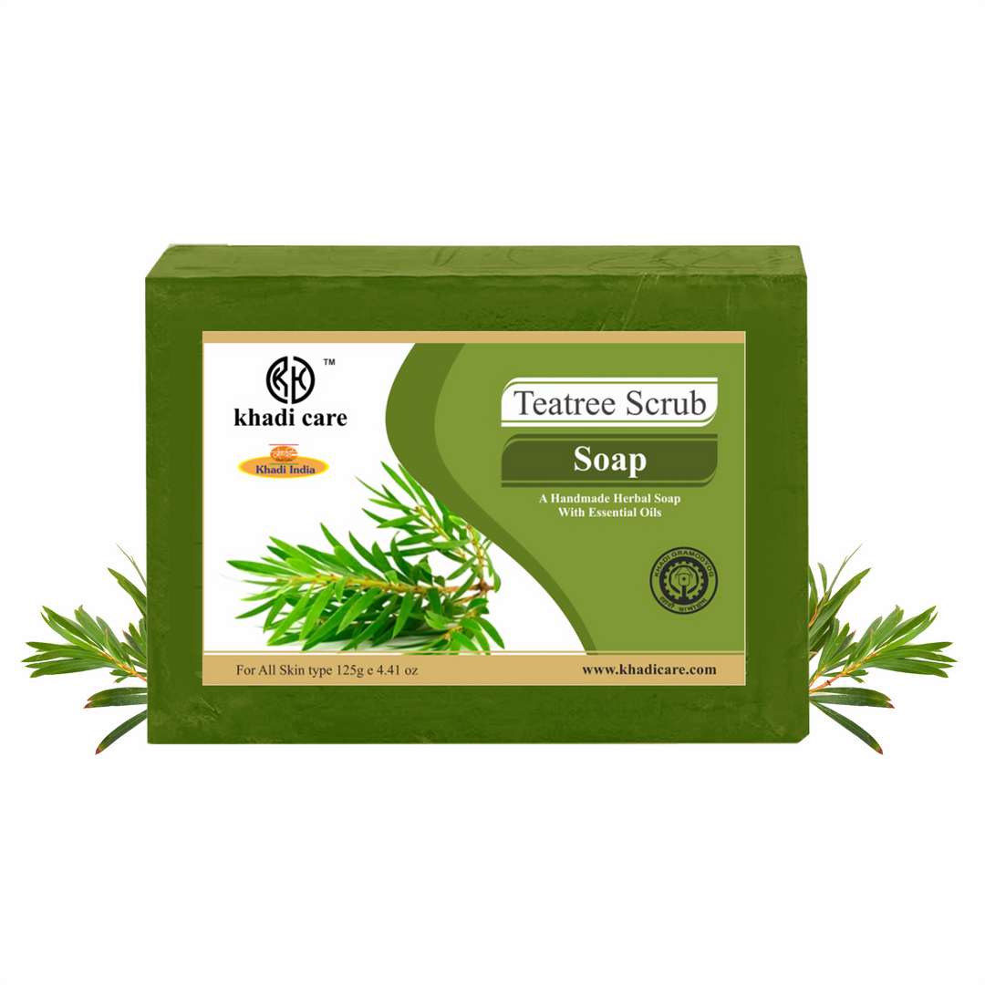 Khadi Care Herbal Teatree Soap  -Pack of 3 125 gm Each