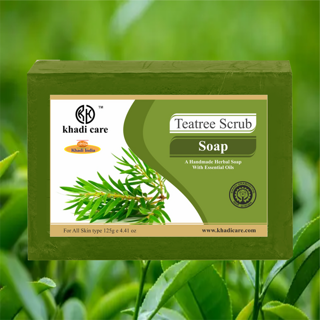 Khadi Care Herbal Teatree Soap  -Pack of 3 125 gm Each