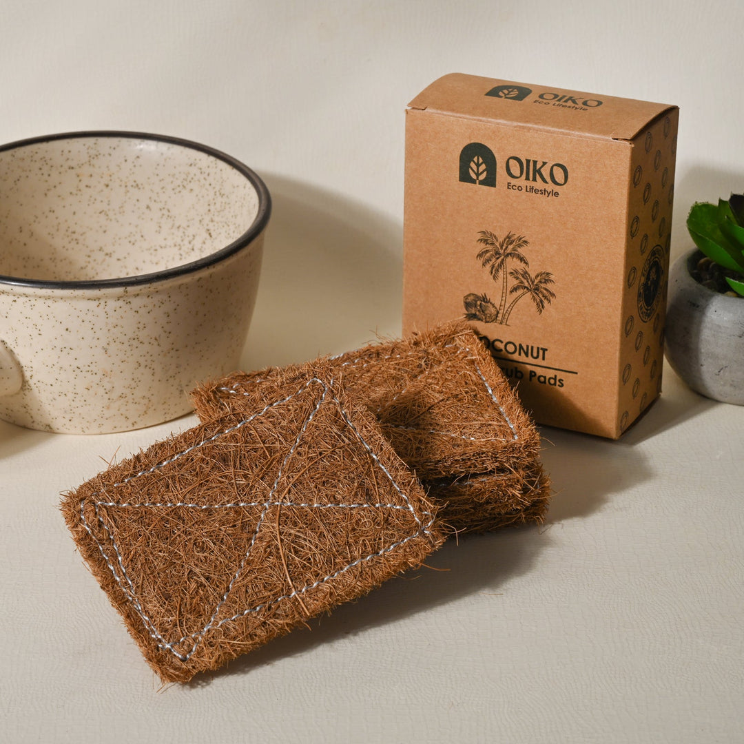 OIKO Coconut Coir Cleaning Scrub Pad  |Natural, Biodegradable & Effective| Pack of 5