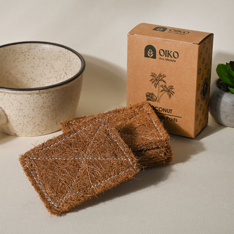 OIKO Coconut Coir Cleaning Scrub Pad  |Natural, Biodegradable & Effective| Pack of 5