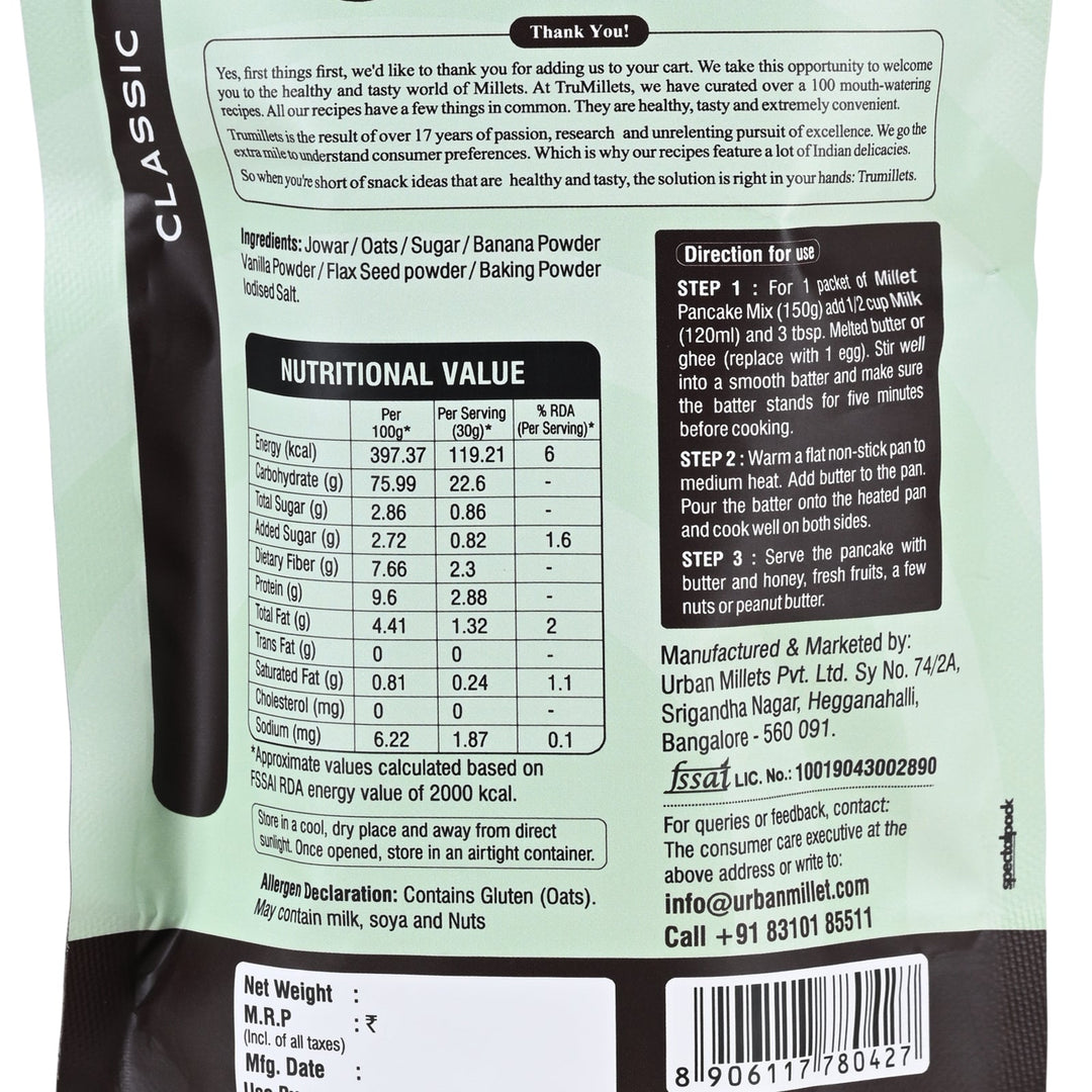 Trumillets MILLET CLASSIC PANCAKE,150 gm