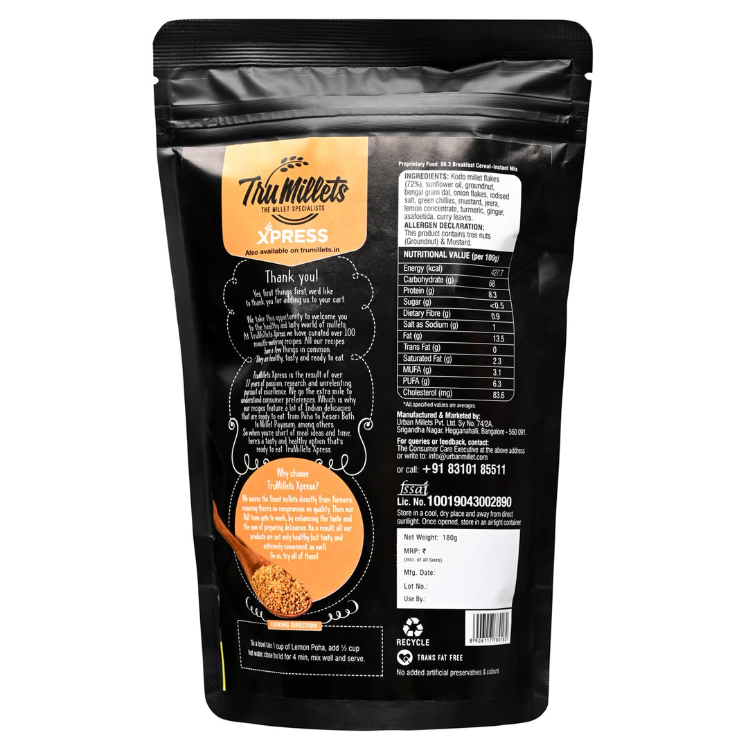 Trumillets MILLET LEMON POHA,180 gm