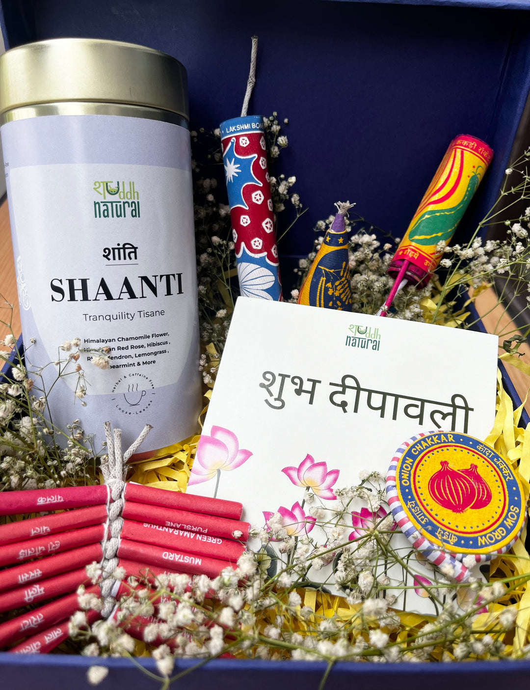 Shuddh Natural Festive Diwali gift hamper I tea I seed (plantable) patakha set of 5