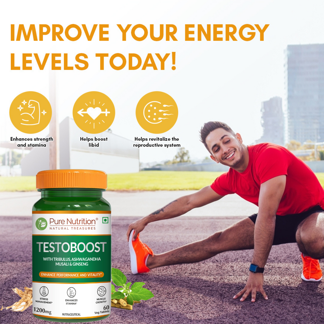 Testoboost Herbal Vitality & Stamina Tablets for Men | 60 Tabs