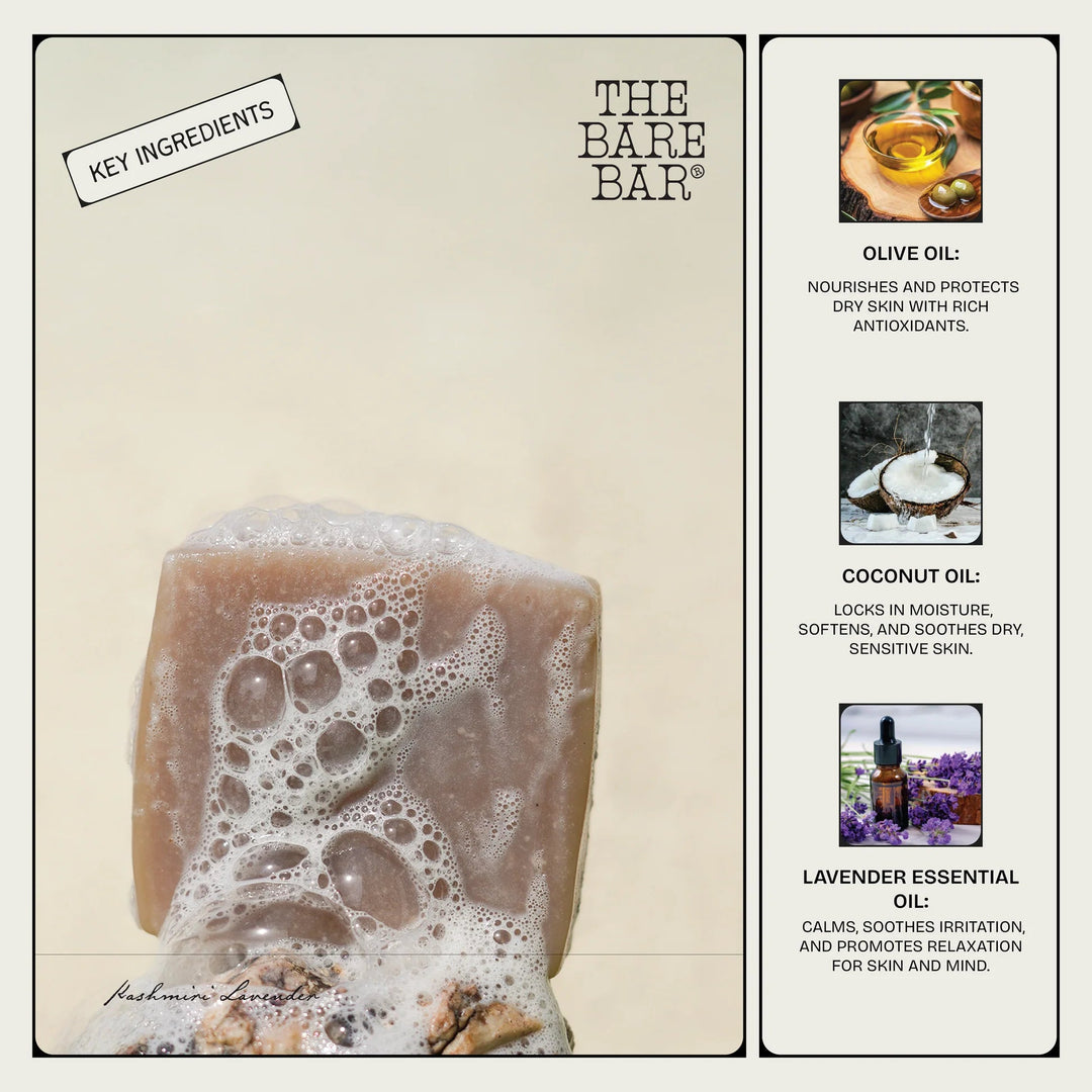 The Bare Bar Kashmiri Lavender Soap Bar - Suspire