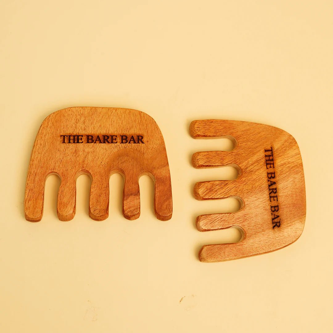 The Bare Bar Neem Wood Massager Comb (Small) - Pack of 2 - Suspire