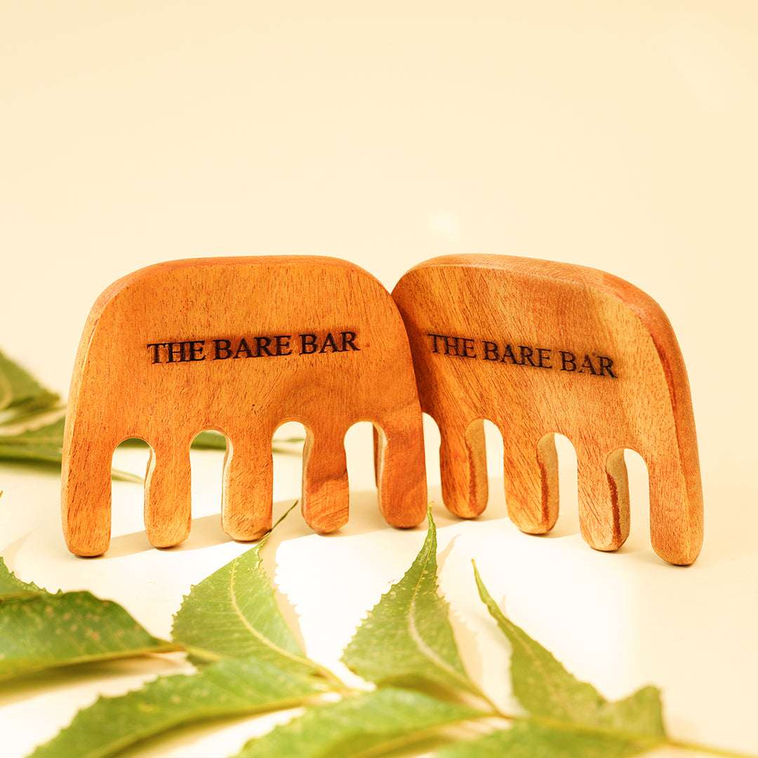 The Bare Bar Neem Wood Massager Comb (Small) - Pack of 2 - Suspire