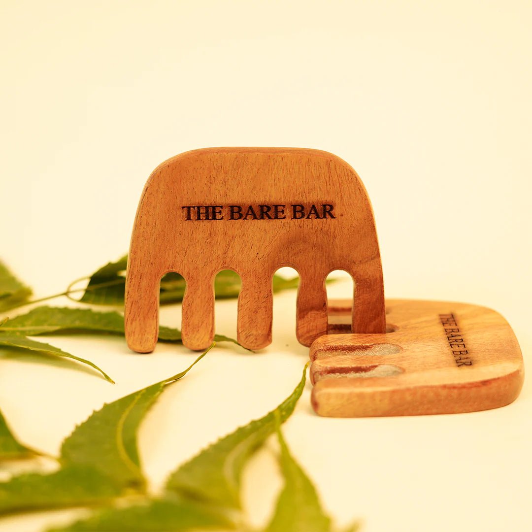 The Bare Bar Neem Wood Massager Comb (Small) - Pack of 2 - Suspire