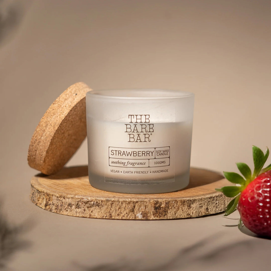 The Bare Bar Strawberry Glass Jar Candle - Suspire