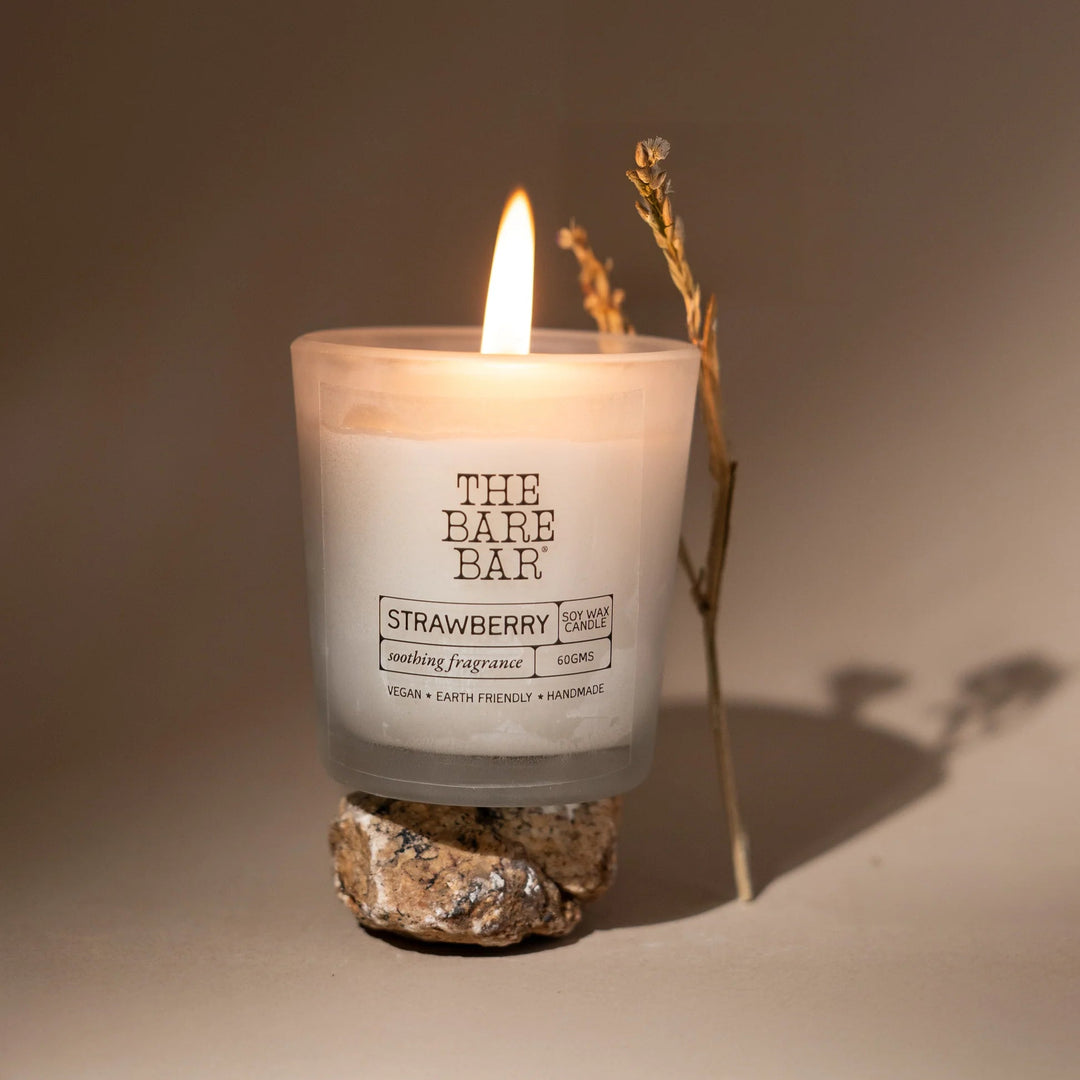 The Bare Bar Strawberry Glass Jar Candle - Suspire