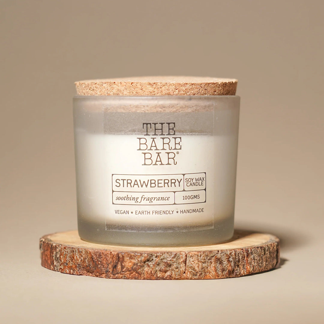 The Bare Bar Strawberry Glass Jar Candle - Suspire