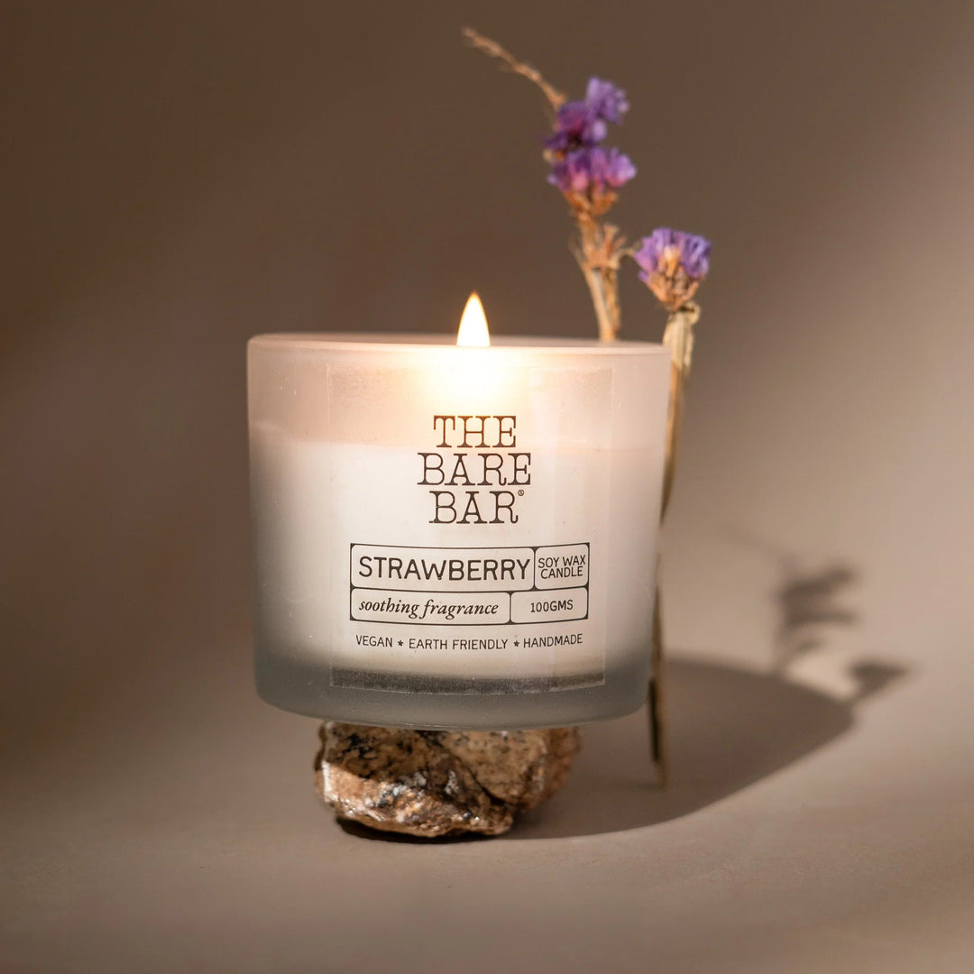 The Bare Bar Strawberry Glass Jar Candle - Suspire