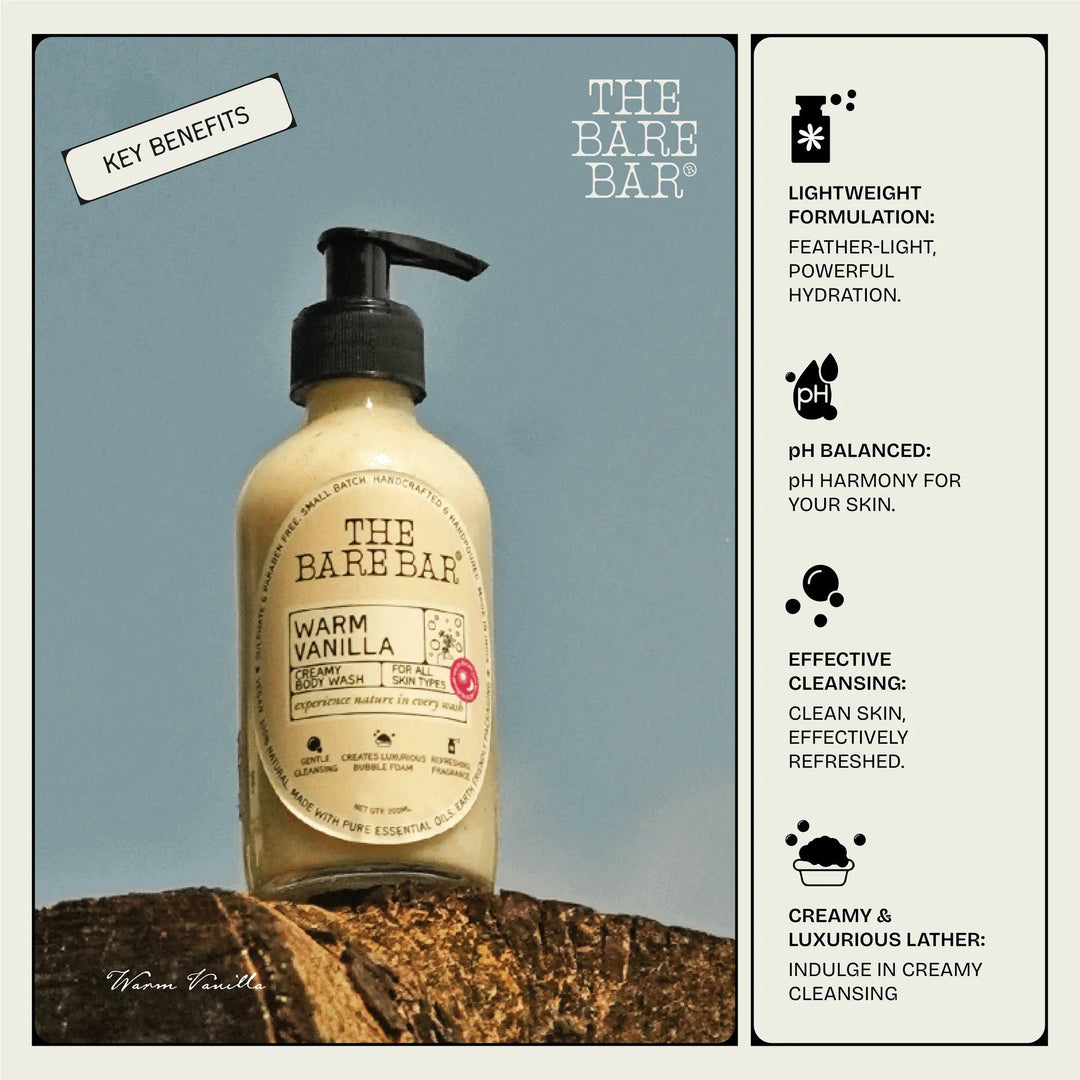 The Bare Bar Warm Vanilla Creamy Body Wash - Suspire