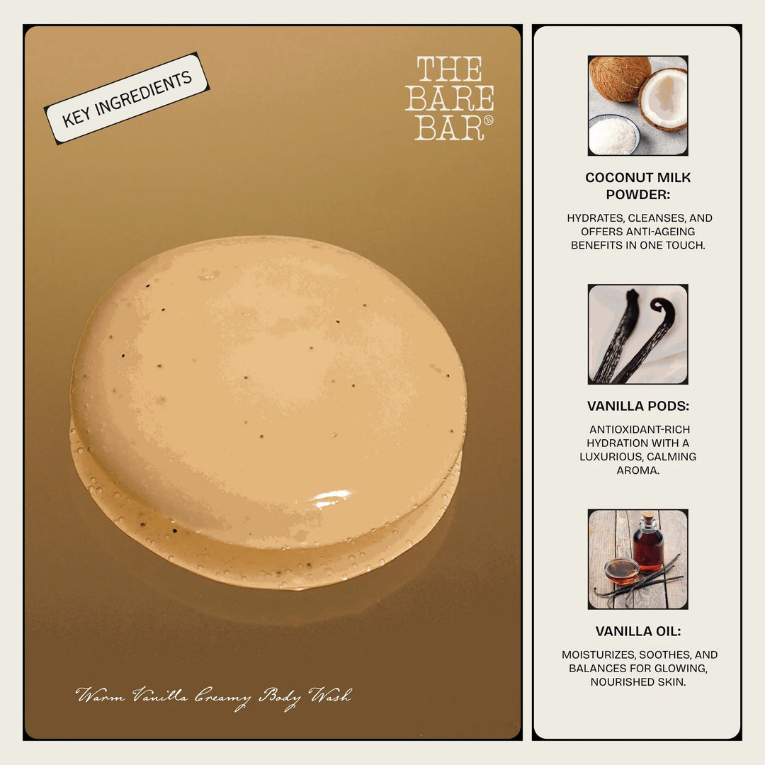 The Bare Bar Warm Vanilla Creamy Body Wash - Suspire
