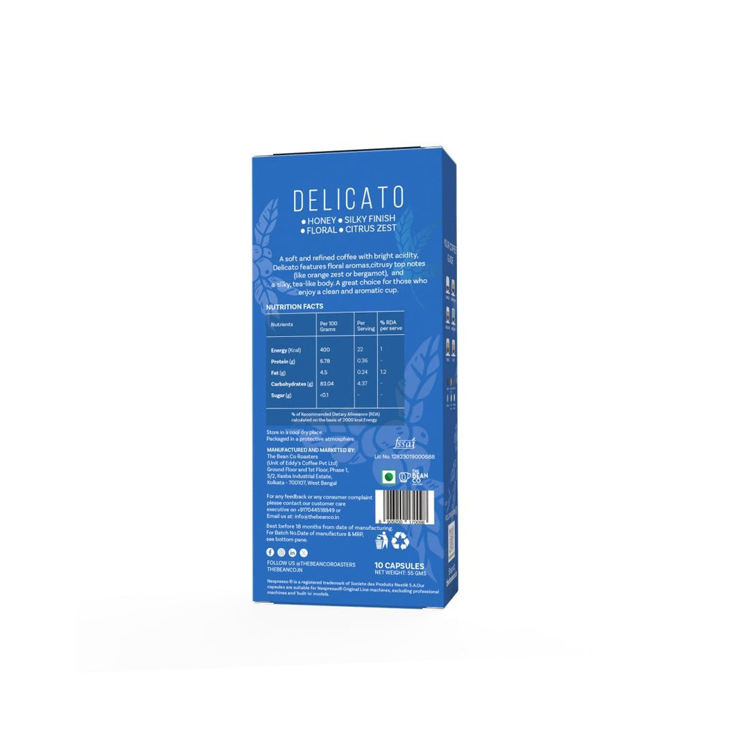 The Bean Co Roasters Delicato Aluminium Coffee Capsules | Intensity 7 | Smooth & Delicate | Light to Medium Roast | 100% Premium Arabica - Suspire