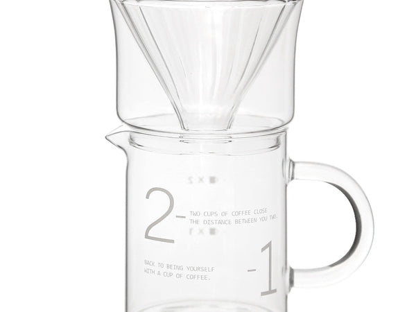 The Bean Co Roasters Double-Walled Glass Coffee Dripper with 450ml Glass Carafe | Heat-Resistant Borosilicate Glass Pour-Over Set with Handle