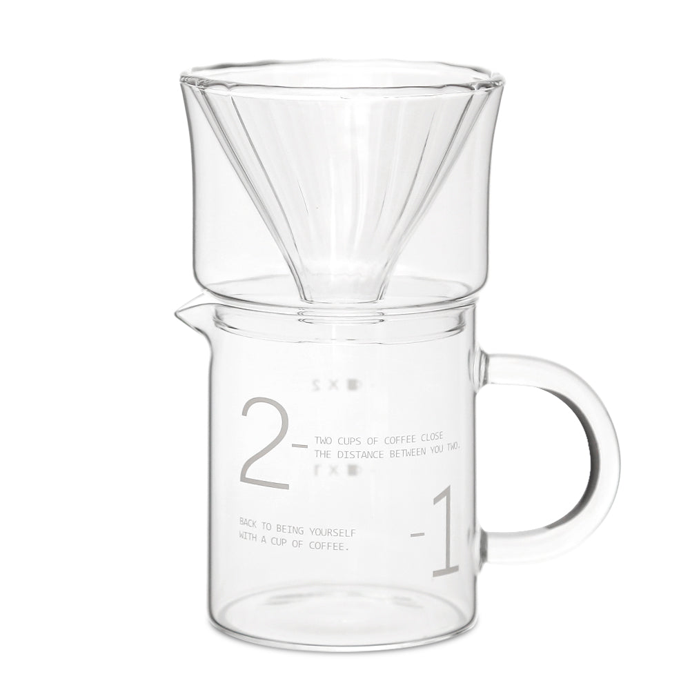 The Bean Co Roasters Double-Walled Glass Coffee Dripper with 450ml Glass Carafe | Heat-Resistant Borosilicate Glass Pour-Over Set with Handle