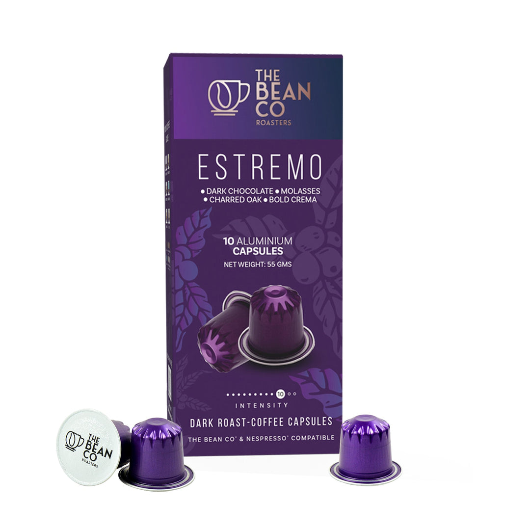 The Bean Co Roasters Estremo Aluminium Coffee Capsules | Intensity 10 | Intense & Rich | Dark Roast | 100% Premium Arabica - Suspire