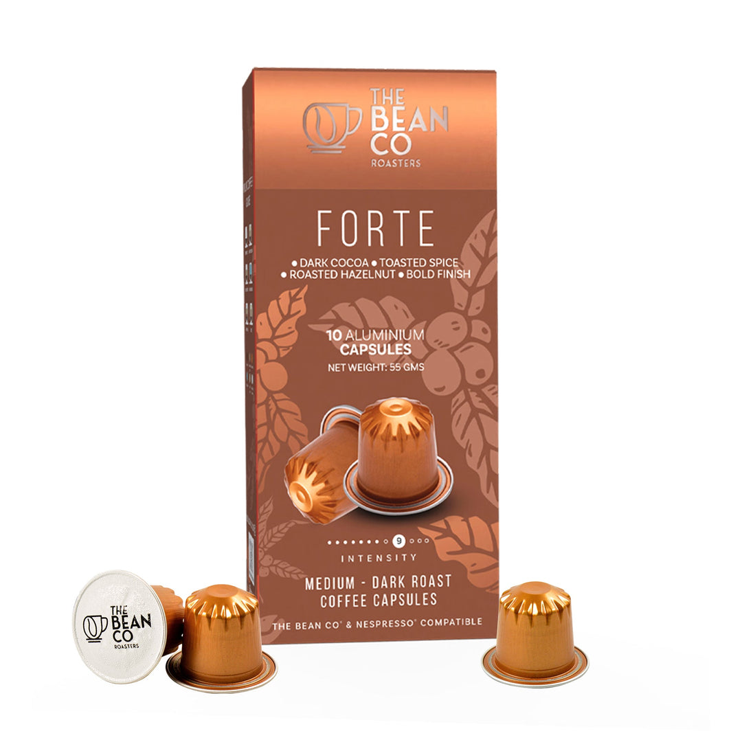 The Bean Co Roasters Forte Aluminium Coffee Capsules | Intensity 9 | Bold & Full - Bodied | Medium - Dark Roast | 100% Premium Arabica - Suspire
